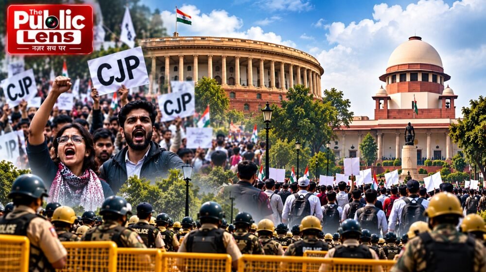 दिल्ली में CEC ज्ञानेश कुमार के इस्तीफे की मांग को लेकर CJP का प्रदर्शन
