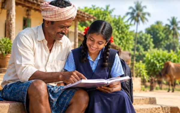 किसानों के बच्चों की छात्रवृत्ति योजना के तहत कृषि शिक्षा प्राप्त करते विद्यार्थी